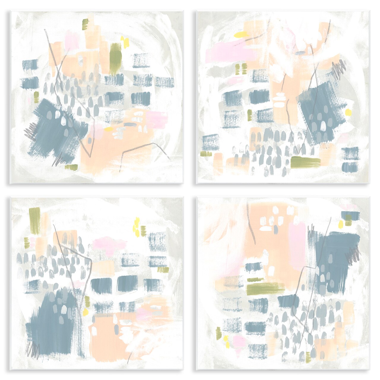 Stupell Industries Soft Chaotic Collage 4 pc Wall Plaque Art Set Design by June Erica Vess